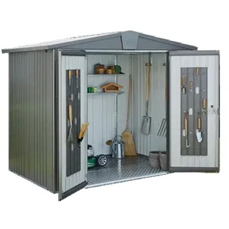 CASETA COBERTIZO METALICA BIOHORT EUROPA 6 COLOR GRIS OSCURO METALIZADO