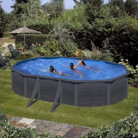 Piscina Gre Ovalada Kea Kit500Gf Desmontable Imitacion Grafito Gre