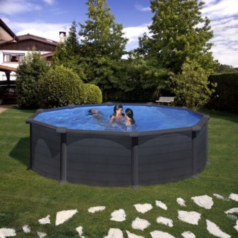 Piscina Gre Redonda Granada Kitpr458Gf Desmontable Imitacion Grafito Gre