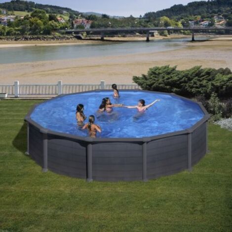 Piscina Gre Redonda Kea Kit460Gf Desmontable Imitacion Grafito Gre