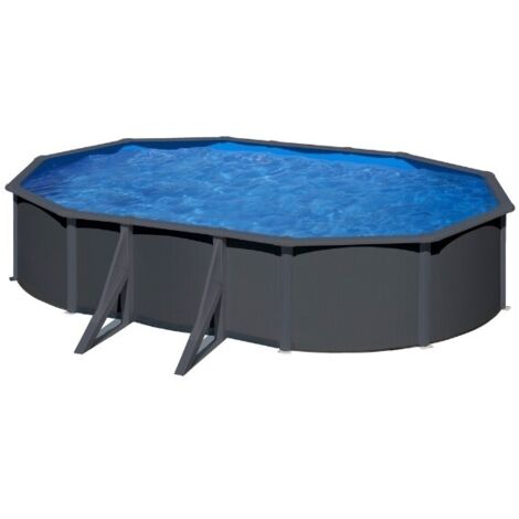 PISCINA GRE OVALADA KEA KIT610GY DESMONTABLE IMITACION ANTRACITA GRE