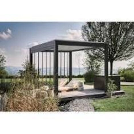 PERGOLA BIOHORT 6 X 3.5 BIOCLIMATICA METALICA COLOR GRIS CUARZO