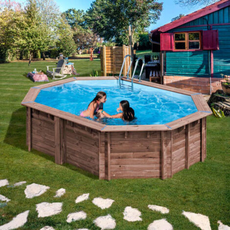 PISCINA GRE OVALADA DE MADERA SUNBAY POOLS BAMBU2 WPBAMB2 5.35 MTS X 3.35 MTS X 136 CMTS DE ALTO (1/5)