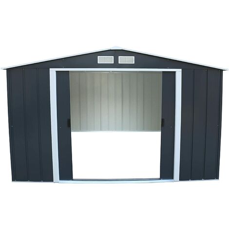 CASETA COBERTIZO METAL JARDIN ECO 10X12 GRIS DURAMAX