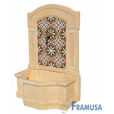 FUENTE DE PIEDRA ARTIFICIAL MURAL DE PARED ARCADIA GOLTIS OCRE PARA JARDIN