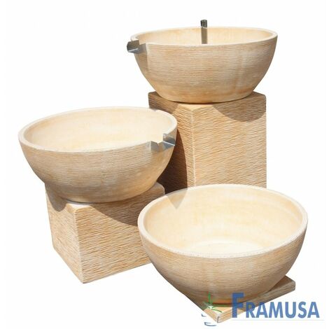 FUENTE DE PIEDRA ARTIFICIAL CASCADA SOLAN OCRE CON BOMBA PARA JARDIN
