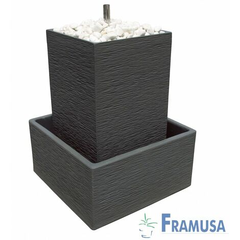 FUENTE DE PIEDRA ARTIFICIAL CASCADA CARRE ANTRACITA CON BOMBA PARA JARDIN