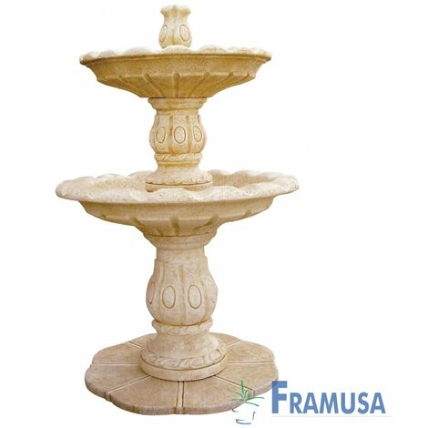 FUENTE DE PIEDRA ARTIFICIAL CENTRAL ROSA OCRE CON BOMBA PARA JARDIN