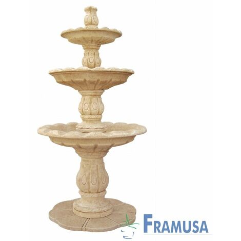 FUENTE DE PIEDRA ARTIFICIAL CENTRAL ROSANA OCRE CON BOMBA PARA JARDIN (1/2)