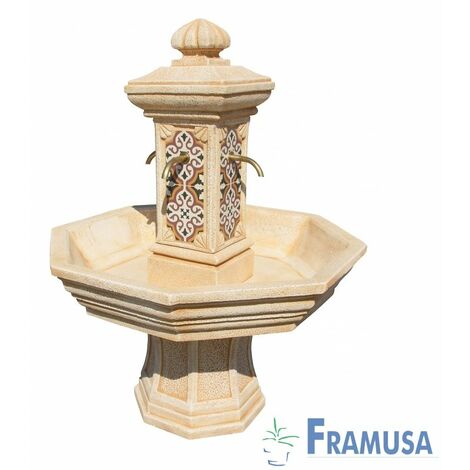 FUENTE DE PIEDRA ARTIFICIAL CENTRAL ADONIS GOLTIS OCRE CON BOMBA PARA JARDIN (1/2)