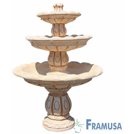 FUENTE DE PIEDRA ARTIFICIAL CENTRAL ROSITA OCRE CON BOMBA PARA JARDIN