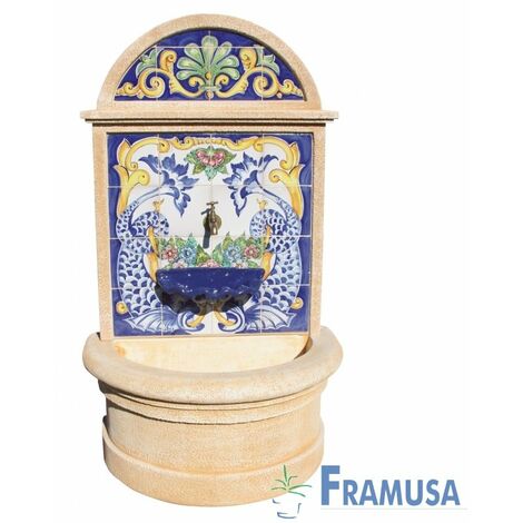 FUENTE DE PIEDRA ARTIFICIAL MURAL DE PARED FUENSALIDA ORIGINAL OCRE CON BOMBA PARA JARDIN