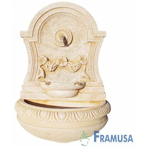 FUENTE DE PIEDRA ARTIFICIAL MURAL DE PARED FIRENZE OCRE CON BOMBA  PARA JARDIN