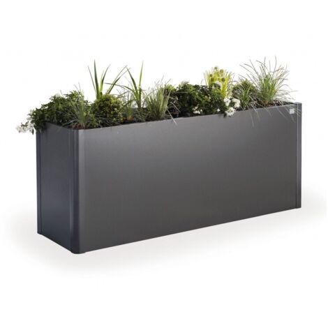 JARDINERA METALICA BELVEDERE MINI 45 CMTS DE ALTO X 100 CMTS BIOHORT COLOR GRIS CUARZO METALICO (1/5)