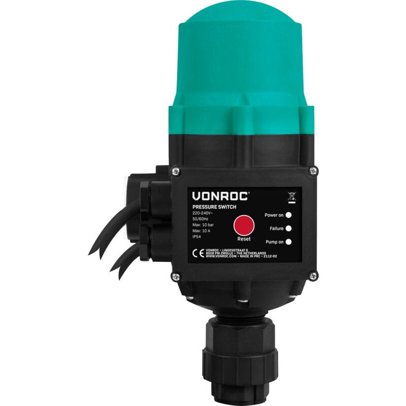 VONROC Pompe à Eau Jardin 1000W - 3500l/h, 4,4 Bar - Aspiration 8m - Acier Inoxydable