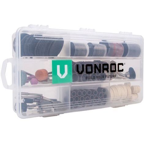 VONROC Outil Rotatif Multifonction 8V Sans Fil - 24 Accessoires + Chargeur + Sac - Gravure, Ponçage, Coupe