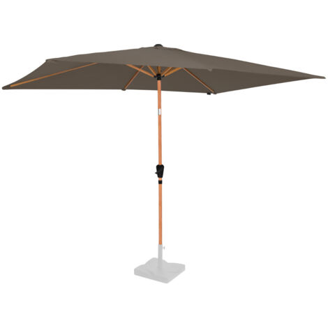 VONROC Premium Parasol à mât Rapallo 200x300cm - Housse de protection incluse - Parasol rectangulaire - Inclinable - Toile résistante aux UV - Aspect bois - Taupe