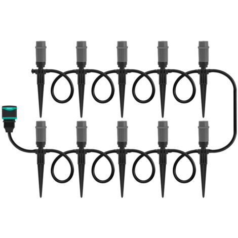 VONROC Système d'irrigation -3 modes -système modulaire comprenant un tuyau de 15 m, 10x diffuseurs, 10x piquets (1/5)