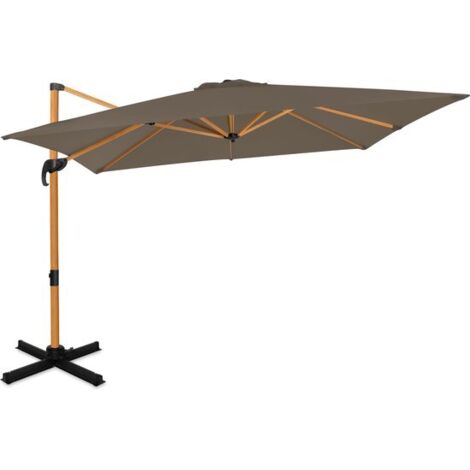 Vonroc – Parasol cantilever 300x300cm – Toile polyester résistante UV – Pivotant 360° et inclinable – Aspect bois taupe – Housse de protection incluse (1/4)