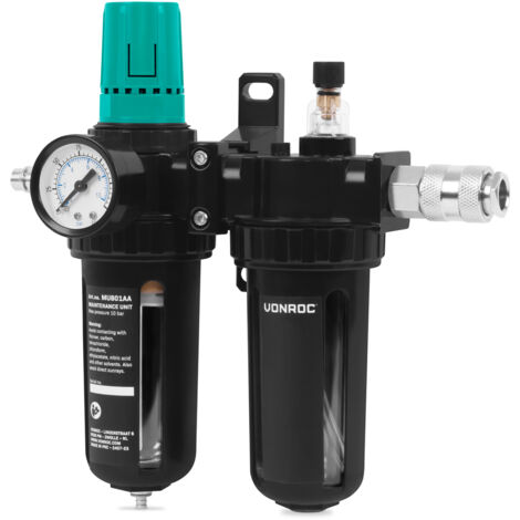 Vonroc – Unité de maintenance pneumatique – Déshumidificateur d'air comprimé – Régulateur de pression 10 bar – Raccord EURO/DIN 7.2 mm