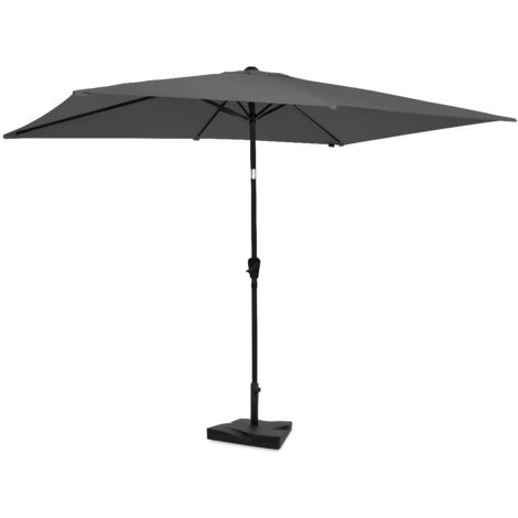 VONROC Parasol déporté Rapallo 200x300cm – Incl. pied 20kg + housse – Toile inclinable UPF 50+ – Manivelle – Gris – Set complet (1/5)