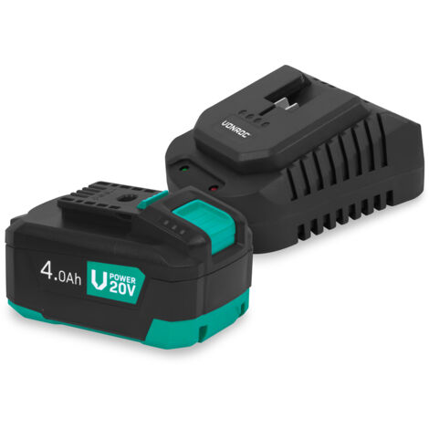 VONROC VPower 20V Kit de Démarrage  Batterie 4.0Ah + Chargeur Double Rapide  Pour Outils Électroportatifs