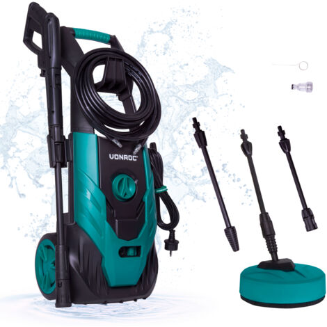Nettoyeur Haute Pression 150 Bars - 1800W, Débit 510 L/h, Tuyau 6m, Roues - Pour Voiture, Terrasse, Jardin