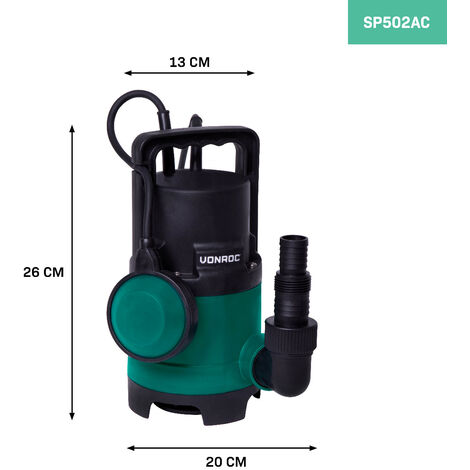 VONROC Pompe submersible inox – Pompe eaux chargées – Pompe à eau – 1100W –  20000 l/h