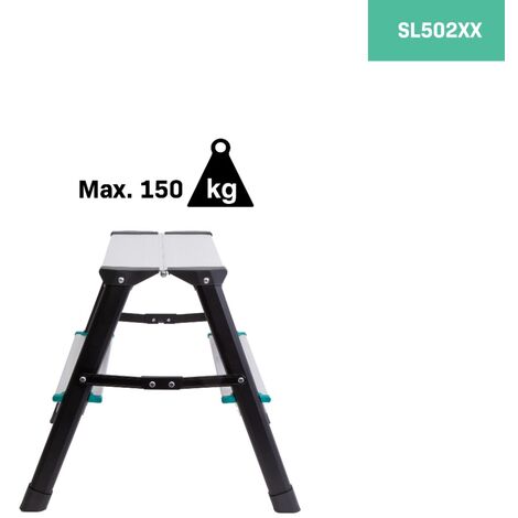 Escabeau double – 2 marches - antidérapant - Capacité de charge maximale 150kg – Hauteur de 43cm max .
