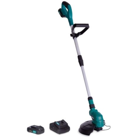 Débroussailleuse sans fil 20V – Doubles roues latérales, poignée, tête de fil 8m - 2 batteries 2.0Ah et chargeur inclus
