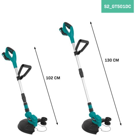 Débroussailleuse sans fil 20V – Doubles roues latérales, poignée, tête de fil 8m - 2 batteries 2.0Ah et chargeur inclus