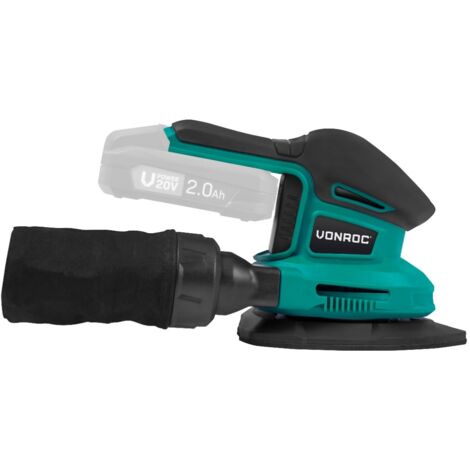 FERM Ponceuse à paume 220W - Patin de ponçage avec Velcro - Incl. sac à