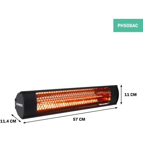 VONROC Chauffage Extérieur Terrasse Sur Pied 2000W Filicudi - Infrarouge Carbone Avec Télécommande - Chaleur Rapide 3 Secondes
