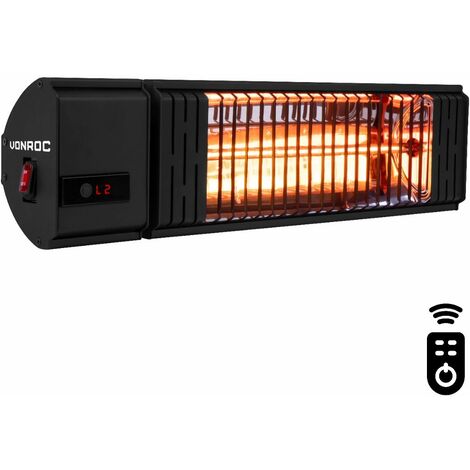 Vonroc – Chauffage de terrasse infrarouge 2000W – Télécommande, minuterie, réglage de chaleur – Protection IP54, zone de chauffage 10-12 m² (1/5)