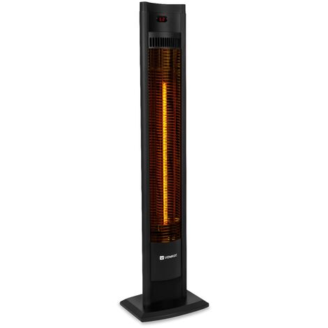 Vonroc – Chauffage de terrasse 2000W avec télécommande – Élément en carbone – Protection IP44 – Réglage de chaleur 1000W/2000W