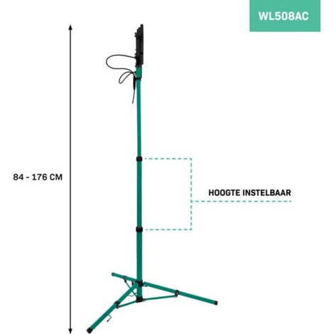 Projecteur Inclinable Chantier VONROC Led 2 x 50 W - Support  Hauteur Trépied Réglable en Hauteur - Trépied Pliable Réglable Rotatif Inclinable - Lampe LED