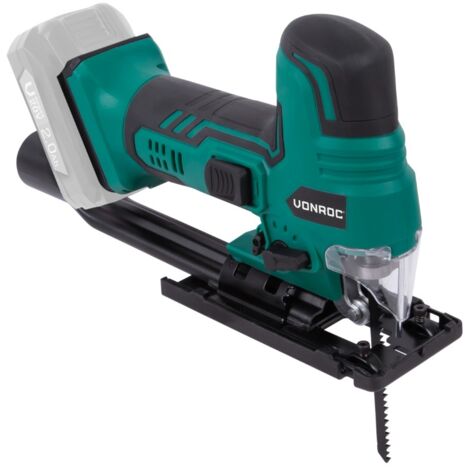 Vonroc – Scie sauteuse sans fil 20V – Vitesse variable 1000-2300 tr/min – 4 positions pendulaires – Angle de biseau -45° à +45°