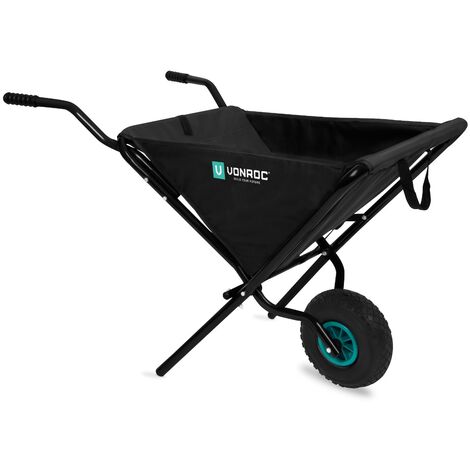 Vonroc – Brouette de jardin repliable 50 litres – Charge 30 kg – Poignées ergonomiques – Idéale pour ramasser feuilles et résidus
