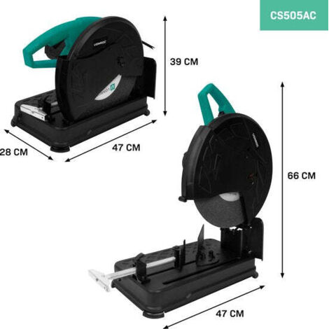 FERM Scie à Tronçonner Professionnelle 2300W - Lame 355mm - Machine Découpe Métal Puissante 15.8Kg