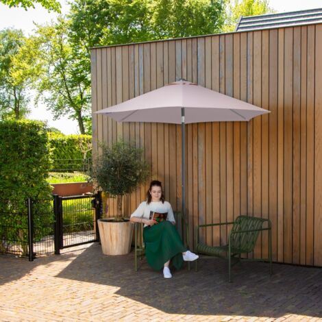 Vonroc – Parasol Torbole Ø200cm beige – Protection solaire UPF 50+ – Installation facile 'appuyer pour ouvrir' – Idéal pour balcons et terrasses