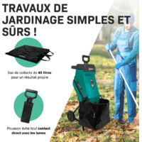Broyeur De Végétaux Électrique DEKOPRO 2500W - Coupe Jusqu'à 45mm - Lame Disque - 12 Kg Avec Roues