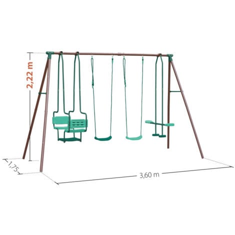 Portique En Acier 4 Agres Marron Et Vert Malo