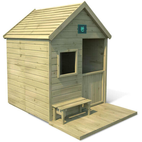 Cabane en bois traité avec terrasse et banc HEIDI