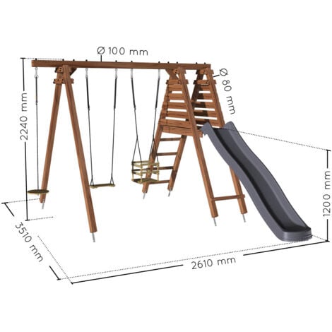Balançoire Objectif Nature 3 agrès et toboggan Fleur