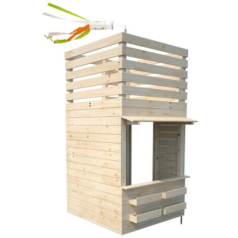 Cabane tour en bois avec comptoir et bac à sable SHOPPING