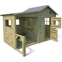 Cabane en bois traité avec préau et banc HACIENDA
