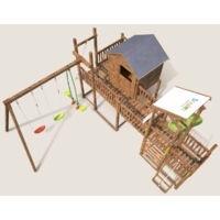 Aire de jeux pour enfant maisonnette avec mur d'escalade et corde à grimper - COTTAGE CRAZY