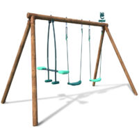 Portique en bois rond 3 agrès avec face à face PACCO