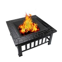 Pozo de Fuego 3 in 1, Brasero BBQ, 81 x 81 x 45 cm, Negro, Material: Acero