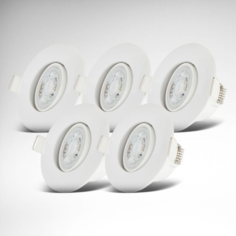 B.K.Licht Lot de 5 spots LED encastrables orientables - Couleur de la  lumière : blanc chaud - Diamètre du trou : 68 mm - Spot LED plat - Spot de  plafond 